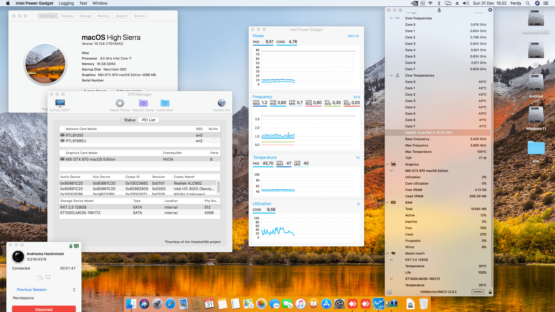 Success Hackintosh macOS High Sierra 10.13.6 Build 17G14042 in Amptron H61C + Intel Core i7 3770 + MSI GTX 970